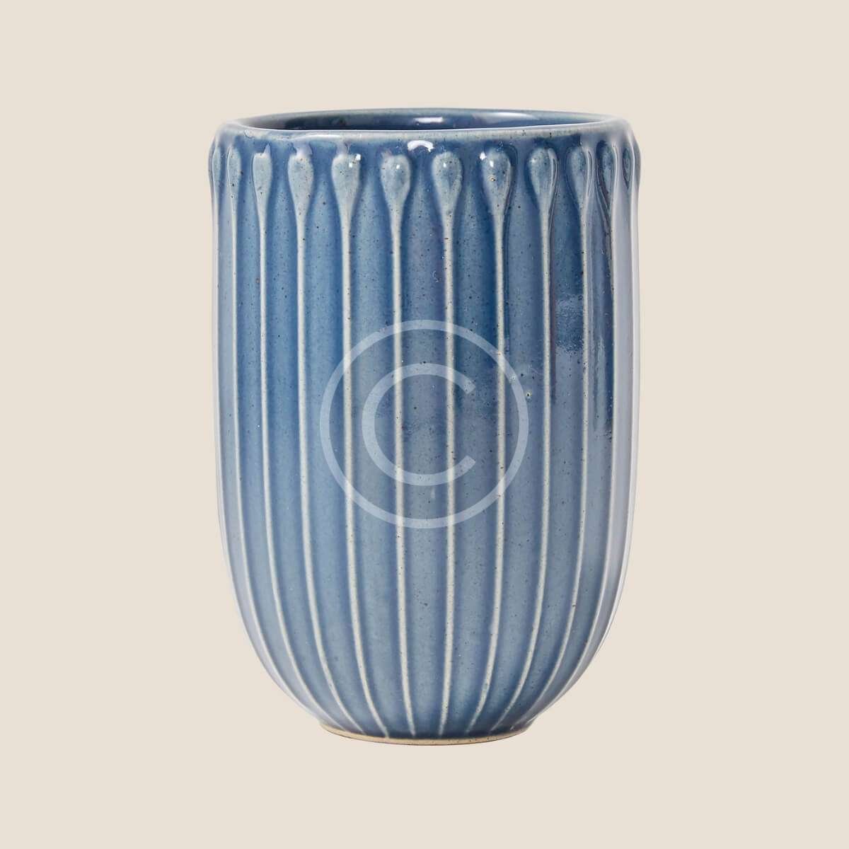 Blue ribbed vase – Smile&Showup